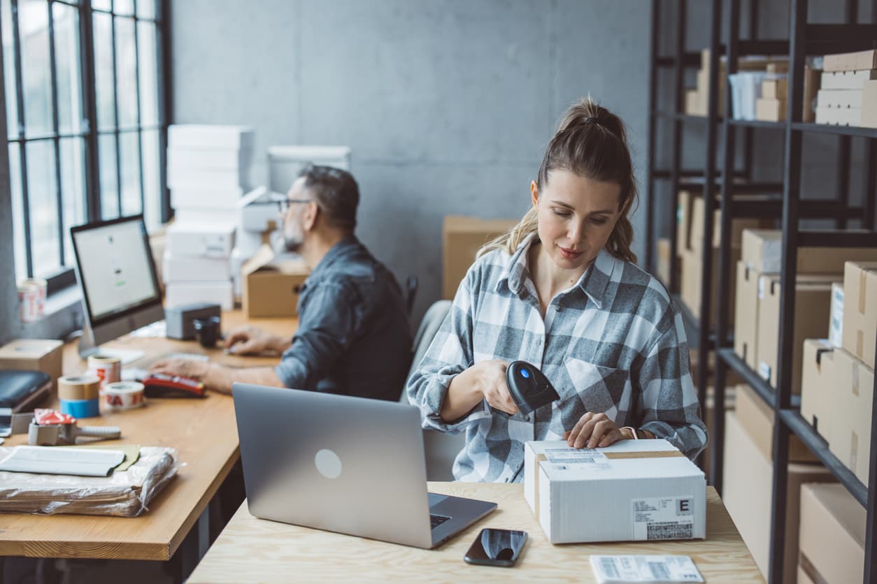 Lady processing online sales